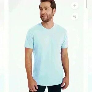 Swet Tailor Men’s The Softest V-Neck T-Shirt Light Blue Size XL